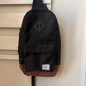 Herschel Supply Company Black and Tan Backpack 8L